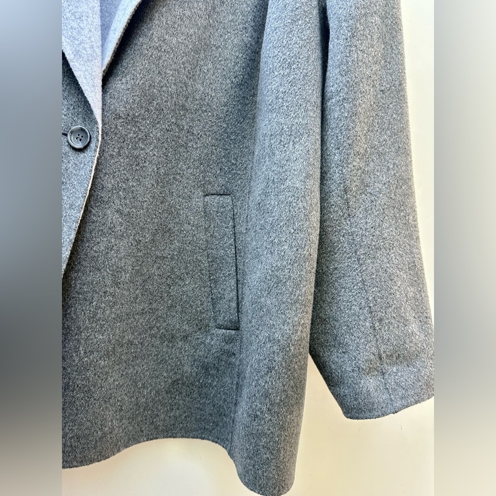 Like New Talbots Double Sided Wool Charcoal Coat Jacket Light Gray Lapel, 22 W - Picture 5 of 15